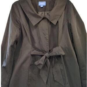 Simply Vera Vera Wang Women’s M Black Trench Coat Snap Front Tie Waist Raincoat
